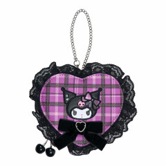 Japan Sanrio Original Mini Pouch Charm - Kuromi : Sweet Rock 'n' Check Gingham