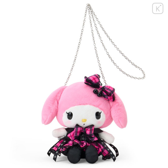 Japan Sanrio Original Plush Pochette Crossbody Shoulder Bag - My Melody : Sweet Rock 'n' Check Gingham - 1