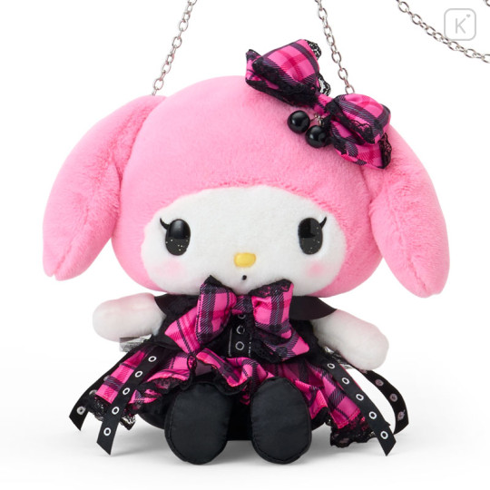 Japan Sanrio Original Plush Pochette Crossbody Shoulder Bag - My Melody : Sweet Rock 'n' Check Gingham - 2