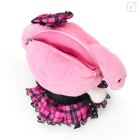 Japan Sanrio Original Plush Pochette Crossbody Shoulder Bag - My Melody : Sweet Rock 'n' Check Gingham - 4