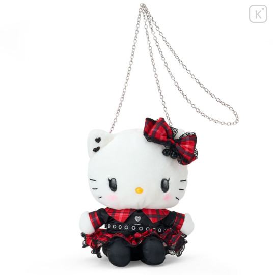 Japan Sanrio Original Plush Pochette Crossbody Shoulder Bag - Hello Kitty : Sweet Rock 'n' Check Gingham - 1