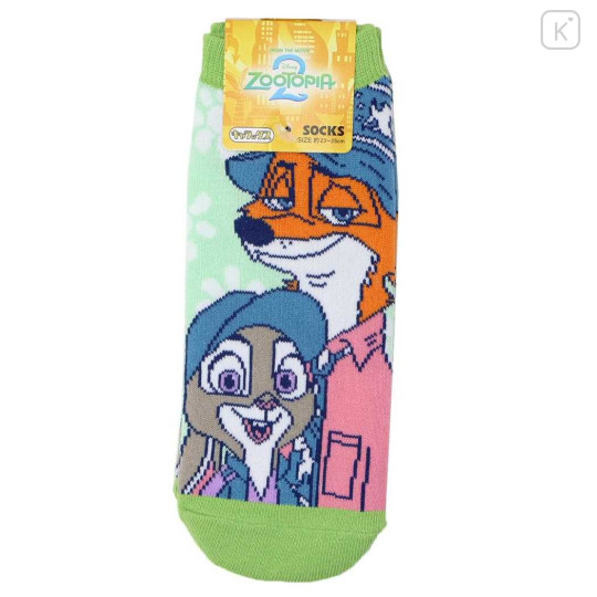 Japan Disney Socks - Zootopia 2 : Nick & Judy Light Green - 1