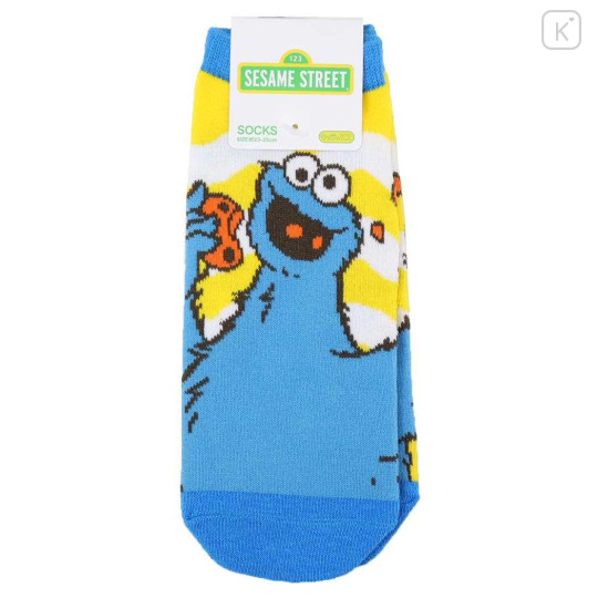 Japan Sesame Street Socks - Monster Cookie Wave Yellow - 1