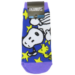 Japan Peanuts Fluffy Socks - Snoopy & Woodstock : Star Space Navy Purple