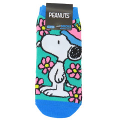 Japan Peanuts Fluffy Socks - Snoopy & Woodstock : Flower Blue Turquoise
