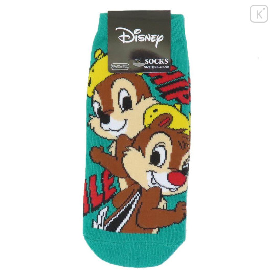 Japan Disney Fluffy Socks - Chip & Dale : Smile Green - 1