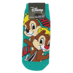 Japan Disney Fluffy Socks - Chip & Dale : Smile Green