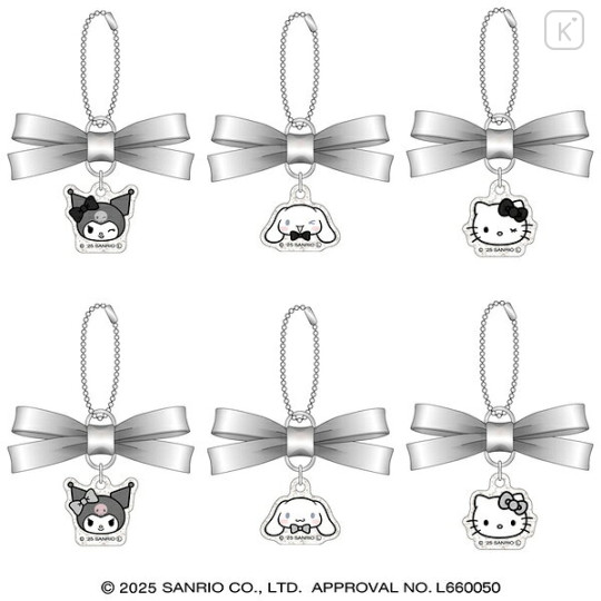 Japan Sanrio Secret Silver Ribbon Keychain - Cinnamoroll & Hello Kitty & Kuromi : Blind Box - 1