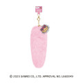 Japan Sanrio Fur Keychain with Stone - Hello Kitty : Pink Tan Sunburned - 1