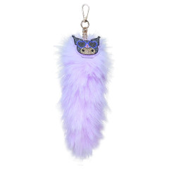 Japan Sanrio Fur Keychain with Stone - Kuromi : Purple Tan Sunburned