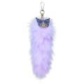 Japan Sanrio Fur Keychain with Stone - Kuromi : Purple Tan Sunburned - 1