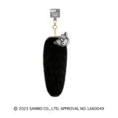 Japan Sanrio Fur Keychain with Stone - Kuromi : Black
