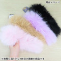 Japan Sanrio Fur Keychain with Stone - Kuromi : Black - 3