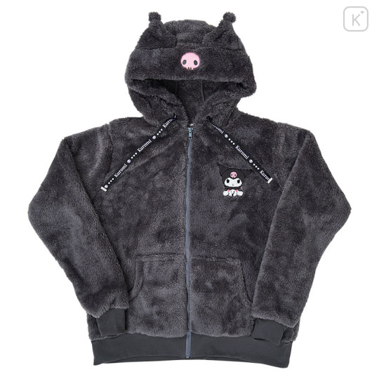Japan Sanrio Original Zip Up Fleece Hoodie - Kuromi - 1