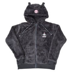 Japan Sanrio Original Zip Up Fleece Hoodie - Kuromi