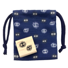 Japan Ghibli Stamp Chop With Drawstring Bag - Susuwatari Navy