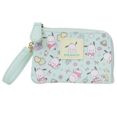 Japan Sanrio Mini Pouch & Pass Case Card Holder with Reel - Pochacco : Fav Hobby Mint