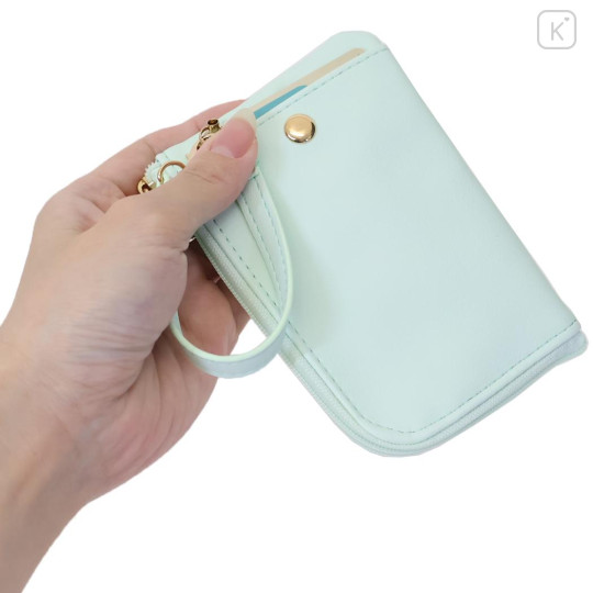 Japan Sanrio Mini Pouch & Pass Case Card Holder with Reel - Pochacco : Fav Hobby Mint - 2