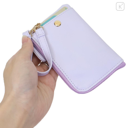 Japan Sanrio Mini Pouch & Pass Case Card Holder with Reel - Kuromi : Fav Hobby Purple - 2