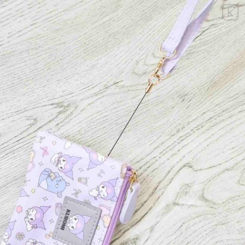 Japan Sanrio Mini Pouch & Pass Case Card Holder with Reel - Kuromi : Fav Hobby Purple - 4