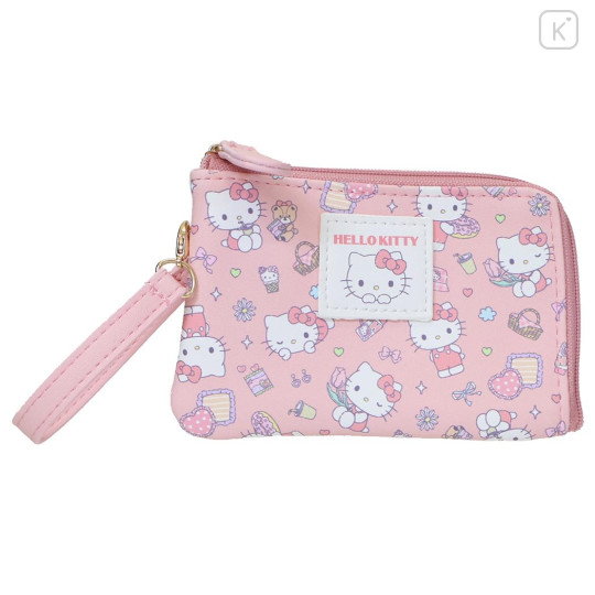 Japan Sanrio Mini Pouch & Pass Case Card Holder with Reel - Hello Kitty : Fav Hobby - 1