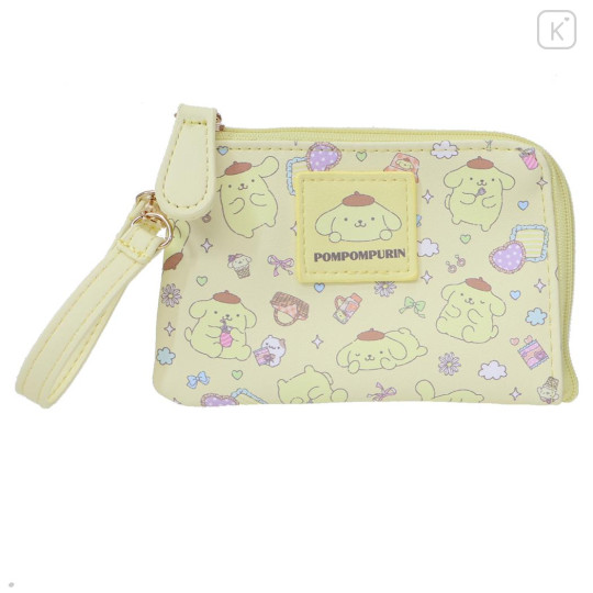 Japan Sanrio Mini Pouch & Pass Case Card Holder with Reel - Pompompurin : Fav Hobby - 1