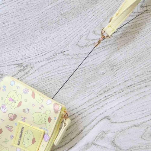 Japan Sanrio Mini Pouch & Pass Case Card Holder with Reel - Pompompurin : Fav Hobby - 4