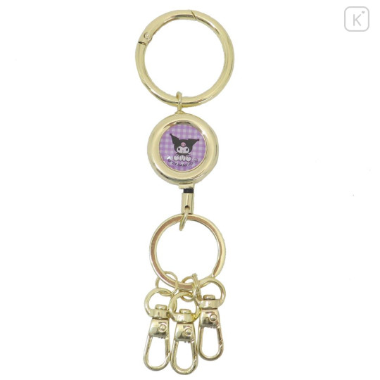 Japan Sanrio Retractable Reel Keychain - Kuromi : Sitting - 1