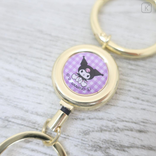 Japan Sanrio Mascot Reel Keychain - Kuromi : Sitting - 2