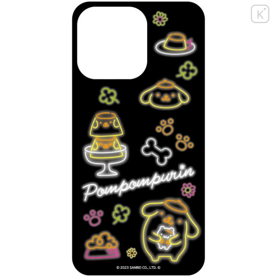 Japan Sanrio Lenticular Phone Case Insert For Clear iPhone 15 / 14 / 13 Case - Pompompurin : Black Neon - 3