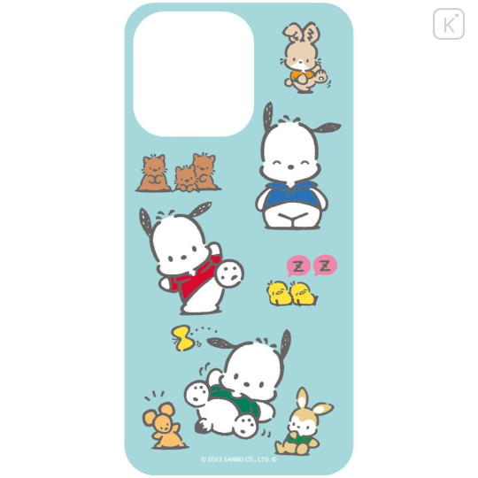 Japan Sanrio Lenticular Phone Case Insert For Clear iPhone 15 / 14 / 13 Case - Pochacco : Turquoise - 2