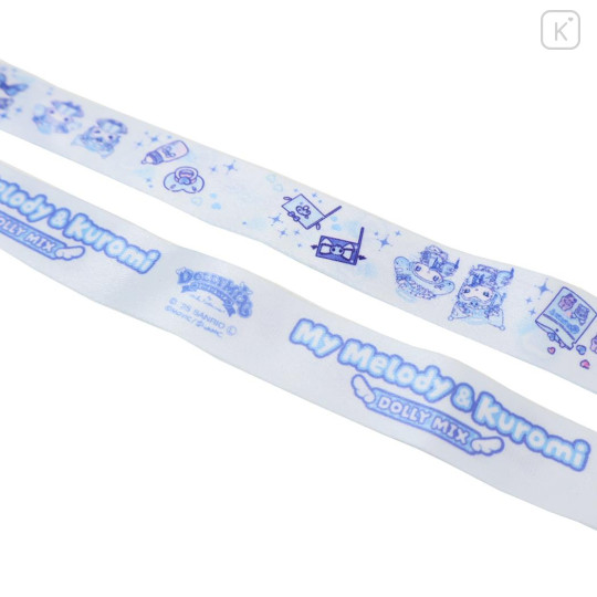 Japan Sanrio Pass Case Card Holder with Neck Strap - Kuromi & My Melody : Dolly Mix White Blue - 2
