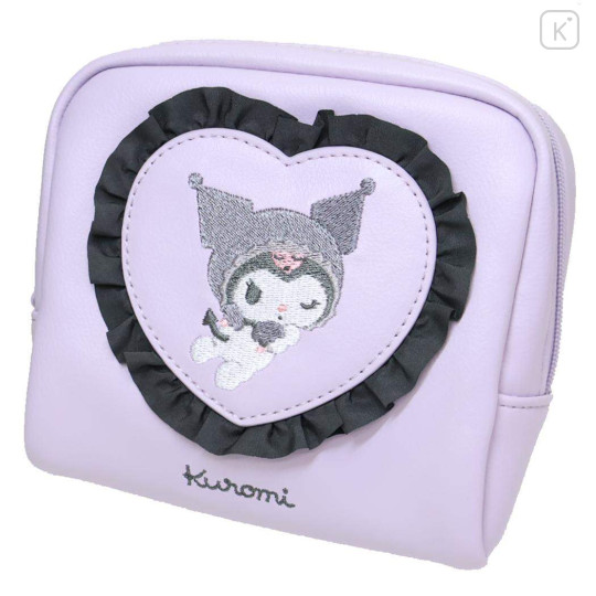 Japan Sanrio Frill Cosmetic Pouch - Kuromi : 20th Anniversary Angel Purple - 1