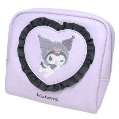 Japan Sanrio Frill Cosmetic Pouch - Kuromi : 20th Anniversary Angel Purple