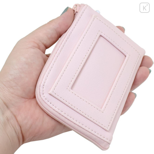 Japan Sanrio Mini Pouch & Pass Case Card Holder with Reel - My Melody : 50th Anniversary Angel Pink Frill - 2