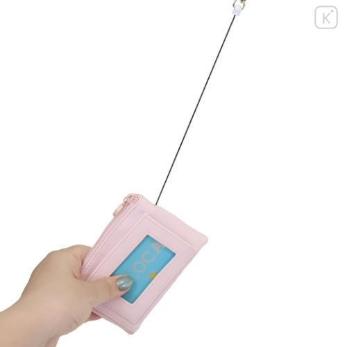 Japan Sanrio Mini Pouch & Pass Case Card Holder with Reel - My Melody : 50th Anniversary Angel Pink Frill - 4