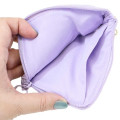 Japan Sanrio Mini Pouch & Pass Case Card Holder with Reel - Kuromi : 20th Anniversary Angel Purple Frill - 3