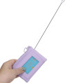 Japan Sanrio Mini Pouch & Pass Case Card Holder with Reel - Kuromi : 20th Anniversary Angel Purple Frill - 4