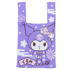 Japan Sanrio Jacquard Woven Hand Bag - Kuromi : Kimono Smile