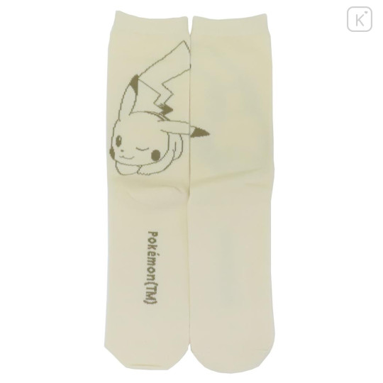 Japan Pokemon Ankle High Socks - Pikachu : Wink Ivory Beige - 1