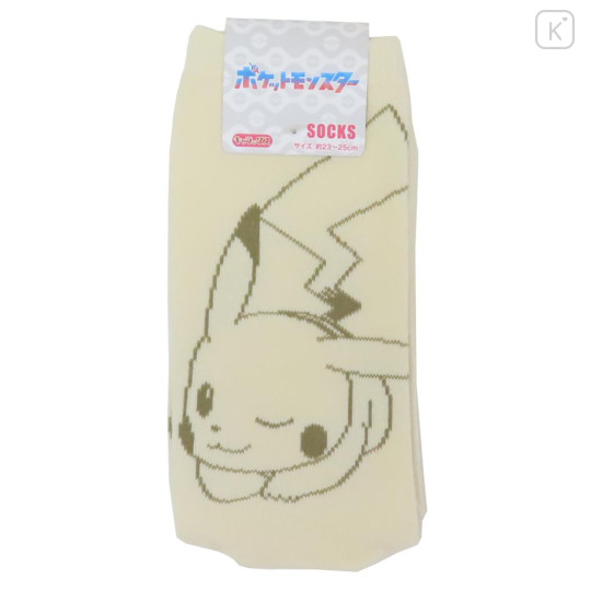 Japan Pokemon Ankle High Socks - Pikachu : Wink Ivory Beige - 2