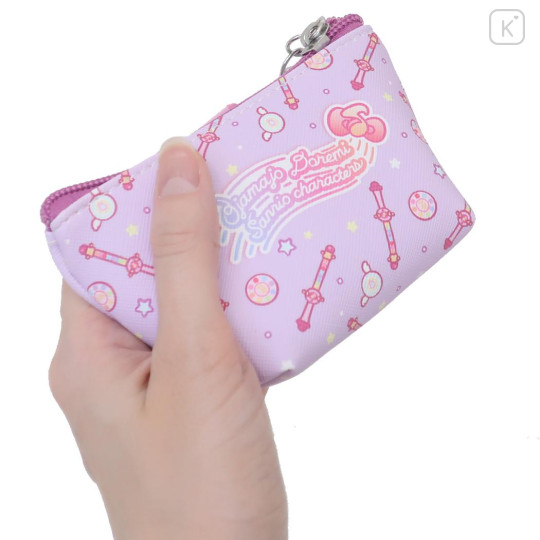 Japan Sanrio × Ojamajo Doremi Triangular Mini Pouch - Kuromi × Onpu Purple - 2