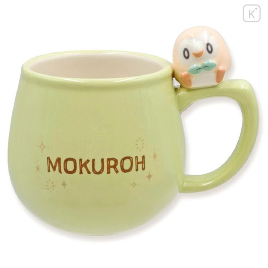 Japan Pokemon 3D Porcelain Mug with Nokkari Figure - Rowlet : Pokepeace - 1