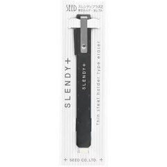 Japan Seed Slendy+2 Thin Steel Holder Type Eraser - Black