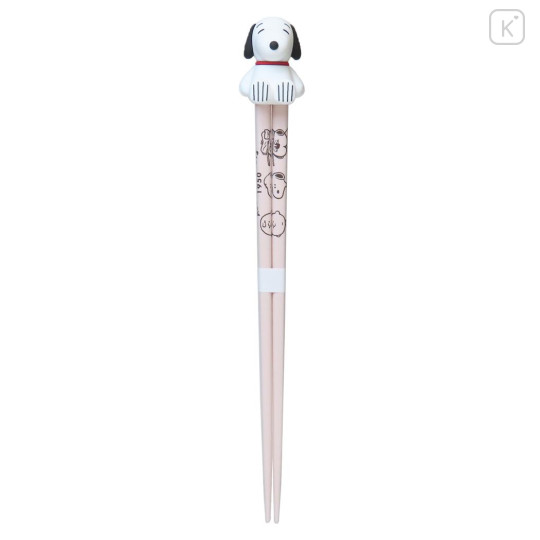 Japan Peanuts Chopsticks & Mascot Chopstick Rest - Snoopy : Beige Pink - 1