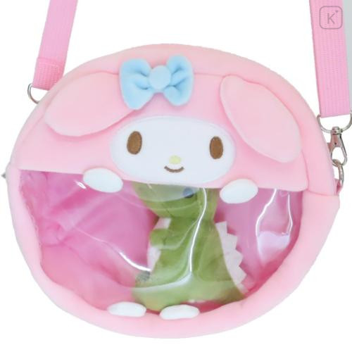 Japan Sanrio Plush Pochette 2-Way Convertible Backpack & Crossbody Bag - My Melody : Clear Window - 4