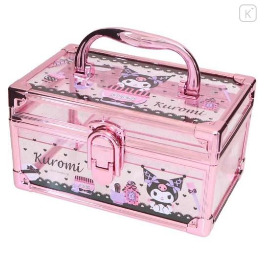 Japan Sanrio Clear Makeup Organizer Vanity Case - Kuromi : Black Pink - 1
