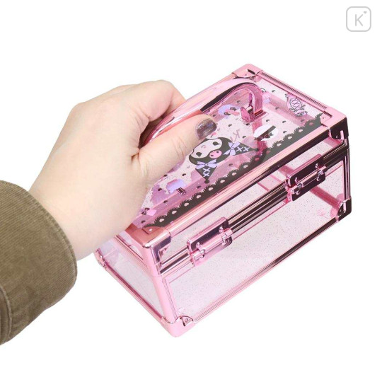Japan Sanrio Clear Makeup Organizer Vanity Case - Kuromi : Black Pink - 2