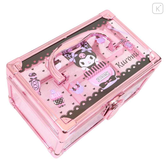 Japan Sanrio Clear Makeup Organizer Vanity Case - Kuromi : Black Pink - 3