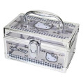 Japan Sanrio Clear Makeup Organizer Vanity Case - Hello Kitty : Houndstooth Black - 1